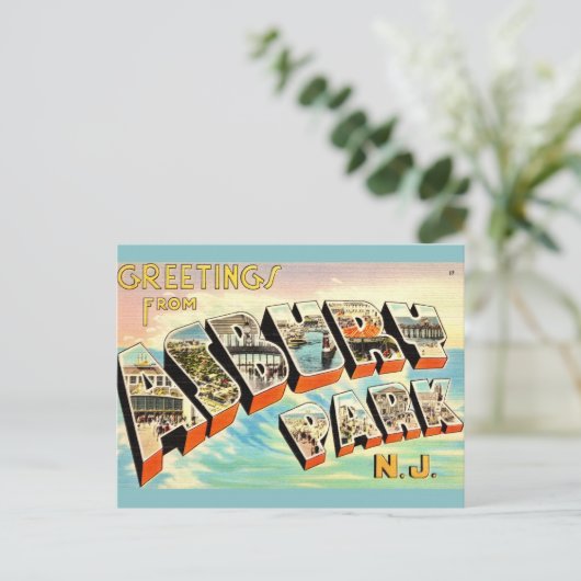 Carte postale rétro d'Asbury Park NJ (Debout devant)