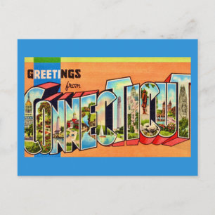 Carte postale rétro de bienvenue du Connecticut