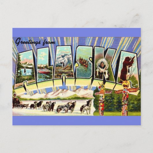 Carte postale rétro de bienvenue en Alaska (Devant)