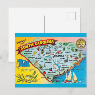 Carte postale rétro de Caroline du Sud