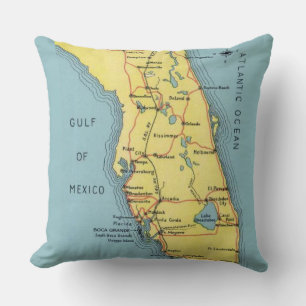 Carte postale rétro de Floride sur Coussin