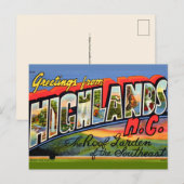 Carte postale rétro de Highlands NC (Devant / Derrière)