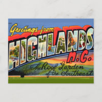Carte postale rétro de Highlands NC
