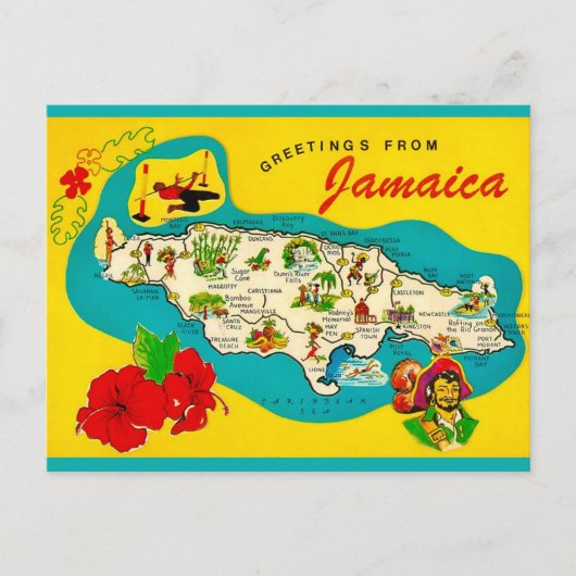 Carte postale rétro de la Jamaïque (Devant)