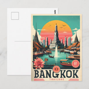 Carte Postale Rétro de la ville de Bangkok - Cadeaux de voyage e