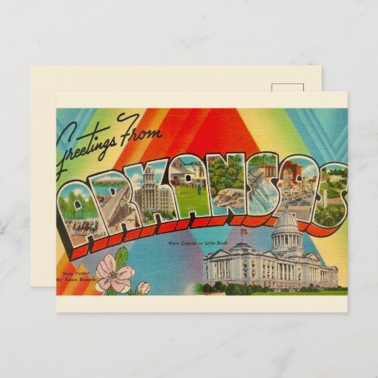 Carte postale rétro de l'Arkansas (Devant / Derrière)