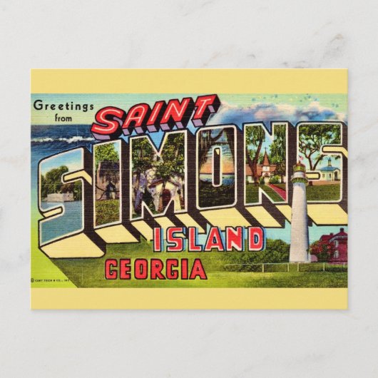 Carte Postale Rétro de l'île St Simons (Devant)