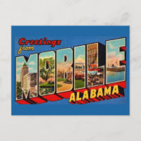 Carte postale rétro de Mobile Alabama