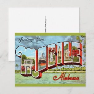Carte postale rétro de Mobile Alabama