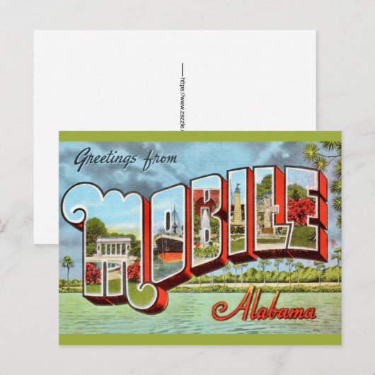 Carte postale rétro de Mobile Alabama (Devant / Derrière)