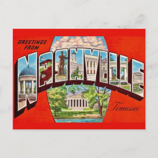 Carte postale rétro de Nashville (Devant)