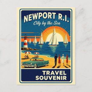 Carte postale rétro de Newport RI – Style des anné