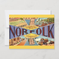 Carte postale rétro de Norfolk VA