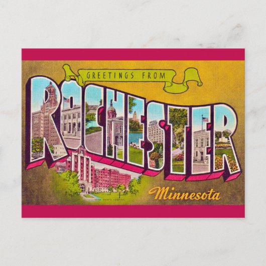 Carte postale rétro de Rochester Minn (Devant)