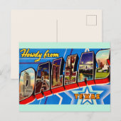 Carte postale rétro de salutation de Dallas Texas (Devant / Derrière)