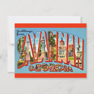 Carte postale rétro de Savannah Géorgie