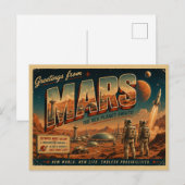 Carte postale rétro de science-fiction de Mars | A (Devant / Derrière)
