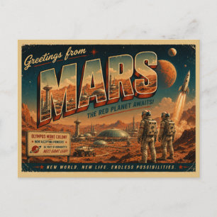 Carte postale rétro de science-fiction de Mars   A