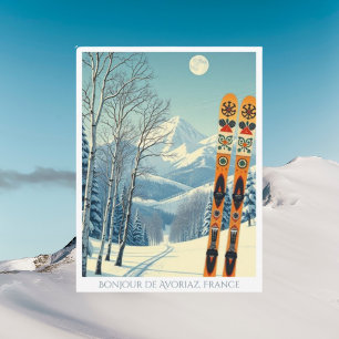Carte postale rétro de ski Avoriaz Haute-Savoie Fr