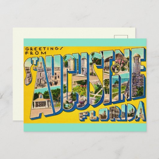 Carte postale rétro de St Augustine Floride (Devant / Derrière)