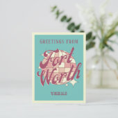 Carte postale rétro de vacances à Fort Worth Texas (Debout devant)