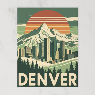 Carte Postale Retro Denver Mountain City