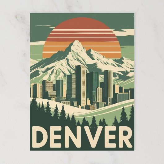 Carte Postale Retro Denver Mountain City