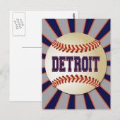CARTE POSTALE RÉTRO DÉTROIT BASEBALL (Devant / Derrière)