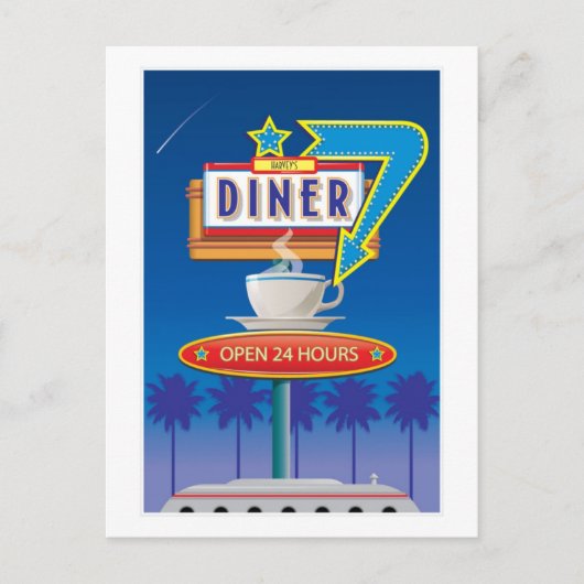 Carte postale Retro Diner Personnaliser - Harvey's (Devant)