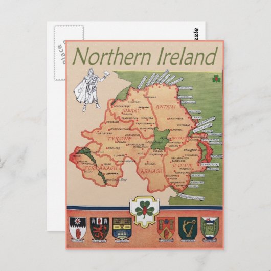 Carte Postale Rétro d'Irlande du Nord (Devant / Derrière)