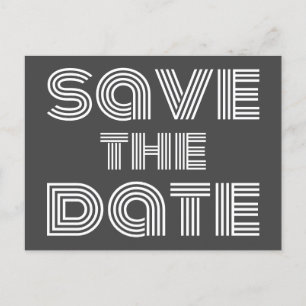 Carte Postale Rétro disco années 70 noir blanc save the date
