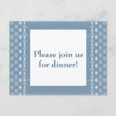 Carte Postale Retro Double Diamond Bleu Dîner Invitation (Devant)