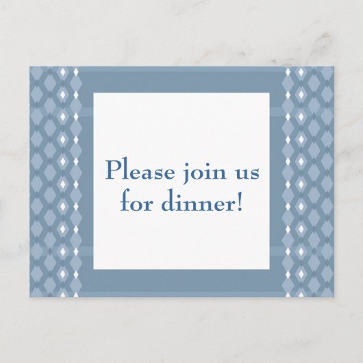 Carte Postale Retro Double Diamond Bleu Dîner Invitation (Devant)