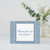 Carte Postale Retro Double Diamond Bleu Dîner Invitation (Debout devant)