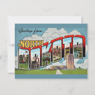 Carte postale rétro du Dakota du Nord