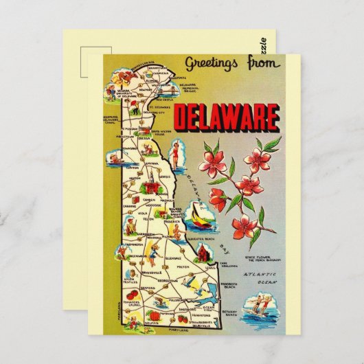 Carte postale rétro du Delaware (Devant / Derrière)