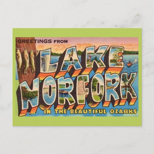 Carte postale rétro du lac Norfork (Devant)