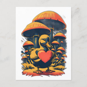 Carte Postale Retro Duckling Holt a Heart Postcard