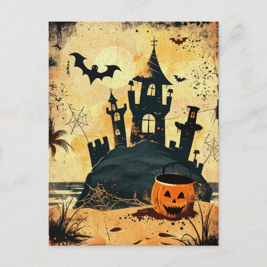 Carte Postale Retro Éffrayant Summer Goth Halloween Plage (Devant)