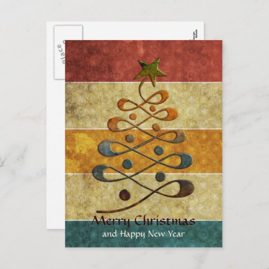 Carte postale Retro Embossée Arbre de Noël (Devant / Derrière)