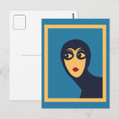 Carte Postale Rétro espace femme minimum Vector Art (Devant / Derrière)