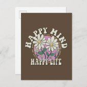 Carte Postale Rétro Esprit Heureux Vie Heureuse (Devant / Derrière)