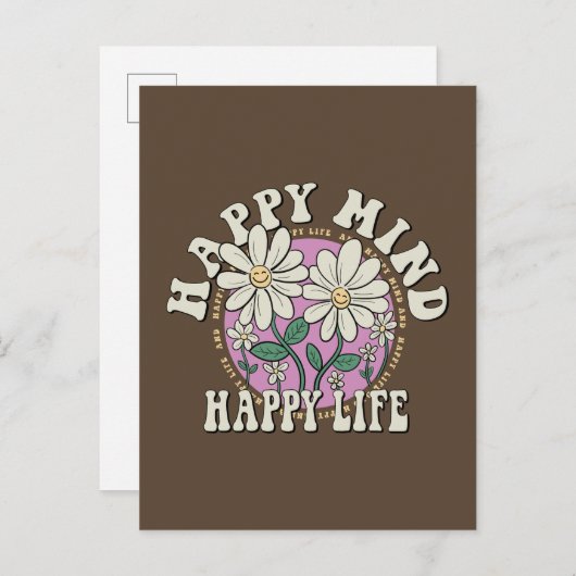 Carte Postale Rétro Esprit Heureux Vie Heureuse (Devant / Derrière)