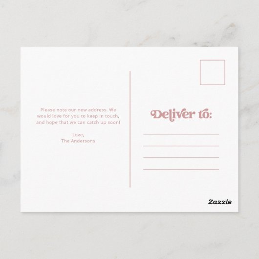 Carte Postale Retro et Boho | Dusty Rose Moving Faire-part (Dos)