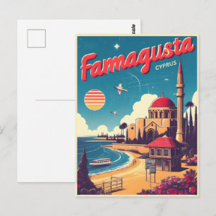 Carte Postale Retro Famagouste Plage Chypre souvenirs cadeaux