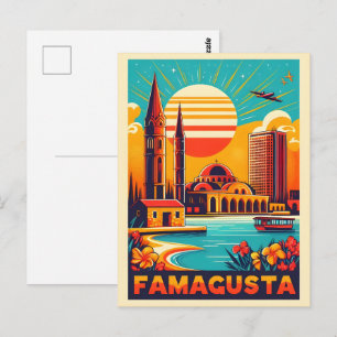 Carte Postale Retro Famagusta Beach Chypre cadeaux