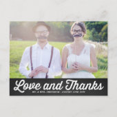 Carte Postale Retro Faux Chalkboard Photo Mariage Merci (Devant)