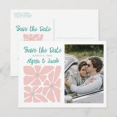 Carte Postale Retro Floral Photo Wedding Save the Date (Devant / Derrière)
