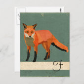 Carte postale Retro Fox Monogramme (Devant / Derrière)