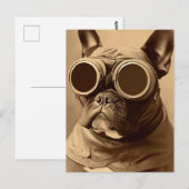 Carte Postale Retro Frenchie Sepia (Devant / Derrière)